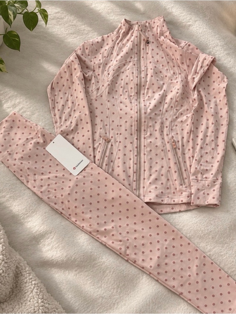 lululemon athletica Pink Polka Dot Bomber Jacket